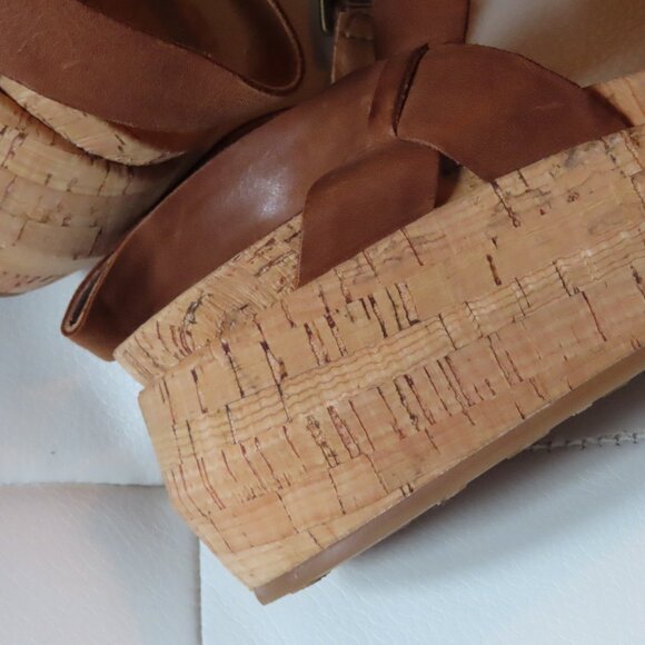 Korks Leather Cork Wedge Platform Sandals 9 - Picture 6 of 10